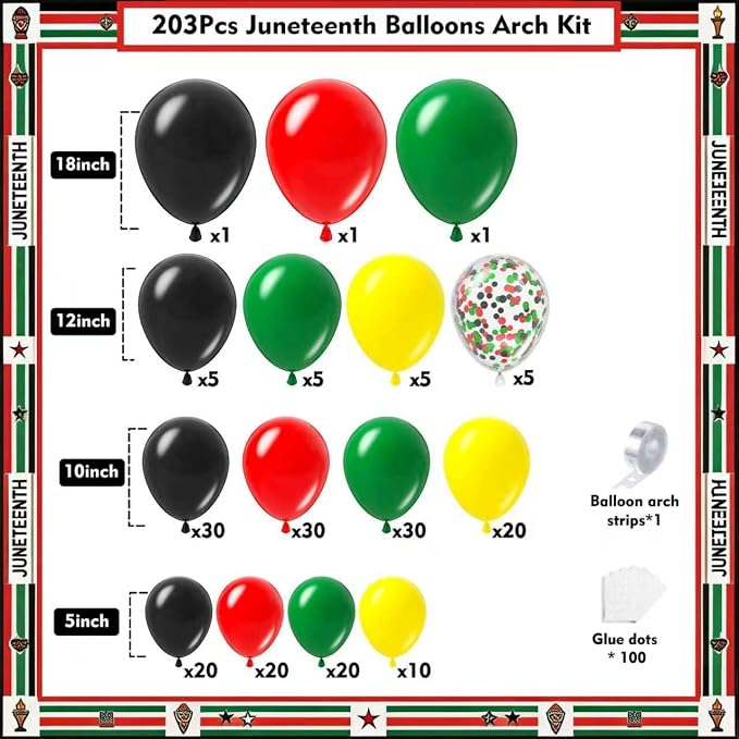 Juneteenth Balloon Garland Arch Kit 203Pcs - Image 2