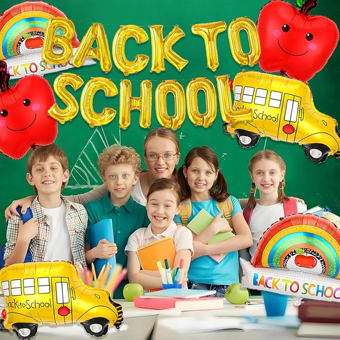 18 PCS Welcome Back To School Balloons, Back To School Banner And School Bus - Image 3