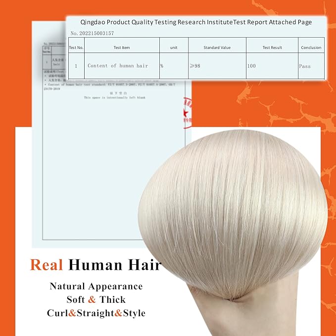 Full Shine Tape in Hair Extensions 12Inch Seamless Tape in Extensions Color 1000 White Blonde Soft Remy Skin Weft Invisible Human Hair Extension for Women 20 Pcs 30 Gram Natural
