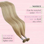 YoungSee U Tip Hair Extensions Human Hair Golden Blonde and Blond Highlight Hair Extensions Utips Hair Extension Real Human Hair Blond Ktip Hair Extension Natural Long Straight 22In 1G/S 50G