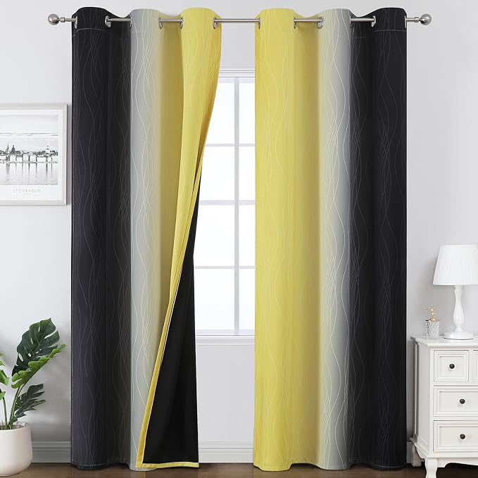Black and Yellow Ombre Blackout Curtains by ESTELARTEXTILER