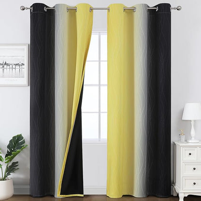 Black and Yellow Ombre Blackout Curtains by ESTELARTEXTILER