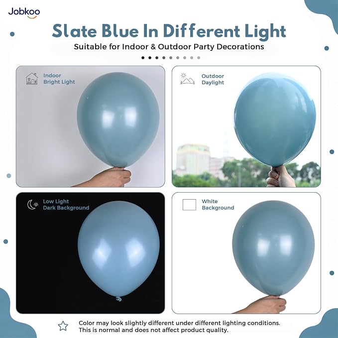 Jobkoo Slate Blue Balloons 12 Inch, Dusty Dark Teal Blue Latex Balloon | Matte - Image 3