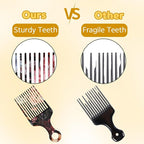 2 Pcs Afro Pick Comb for Natural Curly Hair,Portable Styling Hair Pick for Travel,Anti-Static,Cute Afro Comb for Women Men and Girls(Brown-T13)