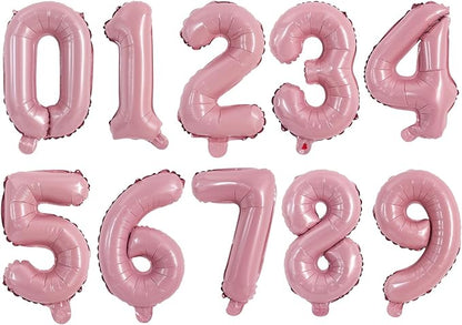 TONIFUL Number Balloon 16 Inch 10 Pcs Pink 0-9 Birthday Number Balloons | Small by TONIFUL