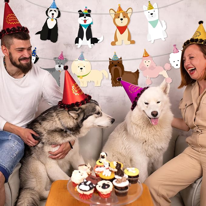 Hooqict Dog Birthday Banner Puppy Themed Party Decorations Dog Garland Banner - Image 6
