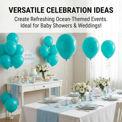 40pcs teal blue Balloons 12 Inch, Matte turquoise Latex Balloons | Balloons - Image 4