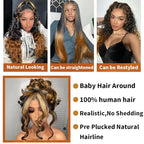 360 Lace Front Wigs Human Hair, 32 Inch, Ombre, Body Wave, Unprocessed Brazilian Virgin Hair, Pre Plucked With Baby Hair, Soft and Natural, Suitable For Any Occasions