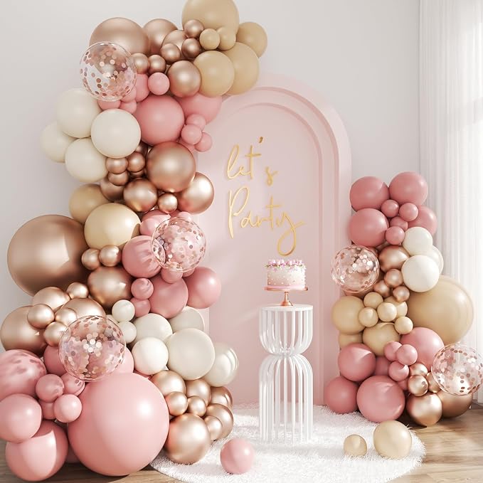 Dusty Pink Balloon Arch Kit for Boho Birthday Bridal Shower | 143Pcs Boho Blush by LANGASQUE