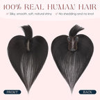 Human Hair Topper with Bangs for Women, 360° Cover Clip in Fringe Bangs Hair Toppers Hair Piece Natural Black-3.15x4.33 Hand-tied Base (Natural Black)