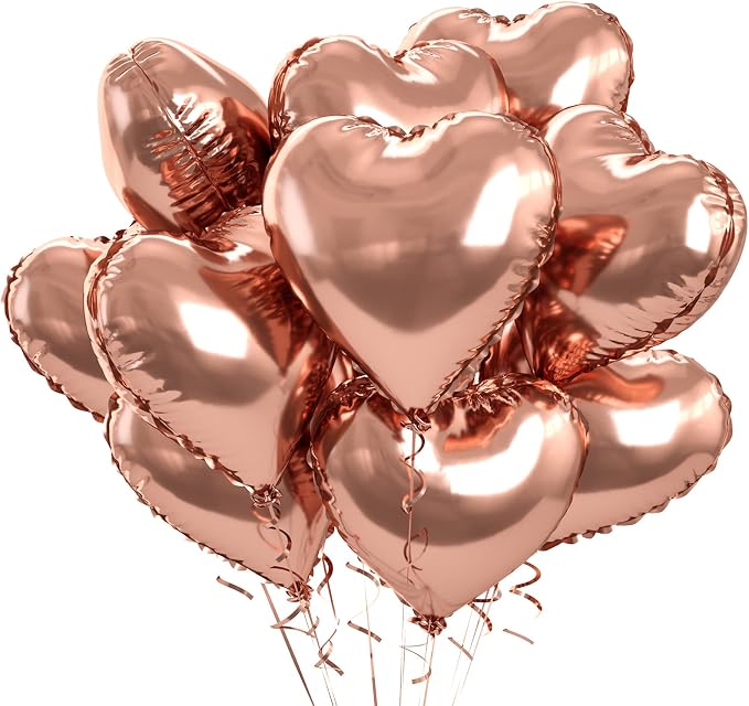 Rose Gold Foil Heart Balloons, Valentines Balloons 18inch Foil Balloons by BIAPIAN