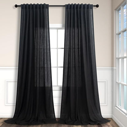 Pitalk Black Extra Long Curtains 120 Inches Long by Pitalk
