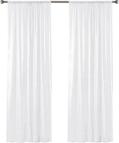 Sugargirl White Sequin Backdrop Curtain 2 Panels 2FTx8FT Glitter White - Image 9