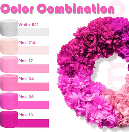 PartyWoo Pink Pastel Hot Light Baby Pink Crepe Paper Streamers 6pcs 492 FT | - Image 3
