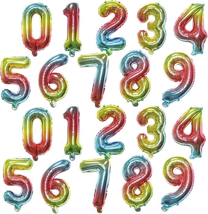 20 Pieces Foil Mylar Number Balloons 0 to 9 Set by YPSelected