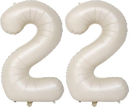40 In Cream white Number Balloons Helium Foil Mylar Balloon Digital 22 | by Exquisitehighqualitypartydecorationstomeetyoureveryneed%EF%BC%81