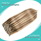 SURNEL Clip in Hair Extensions Piano Chocolate Brown and Caramel Blonde 18 Inch 6pcs 120g Clip in Hair Extensions Remy Human Hair(#4P27,18'')