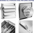 Funmit 5'' Metal Dryer Vent Cover with Fine Mesh Screen, 7" x 7" Stainless Steel Exterior Exhaust Louvered Outdoor Vent Cover Includes 4 Screw for Easy Installation