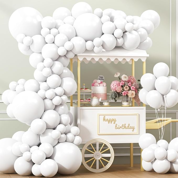APLANET 150pcs White Balloons Different Sizes 18 12 10 5 Inch, Latex Balloons by ZJHAI