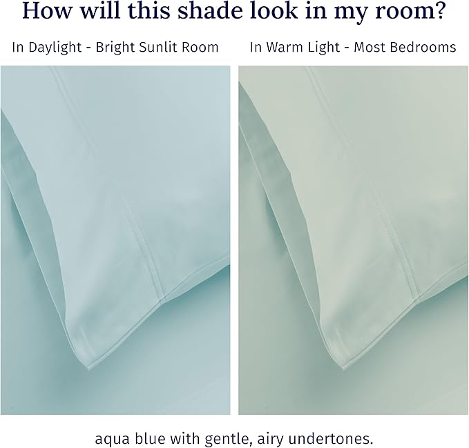 CALIFORNIA DESIGN DEN Luxuriously Soft Hotel Quality 600 Thread Count, 100% Cotton Set of 2 Cases, Crisp & Cool Standard Pillows Cases Set of 2 Fits Standard & Queen Pillows (Seafoam)