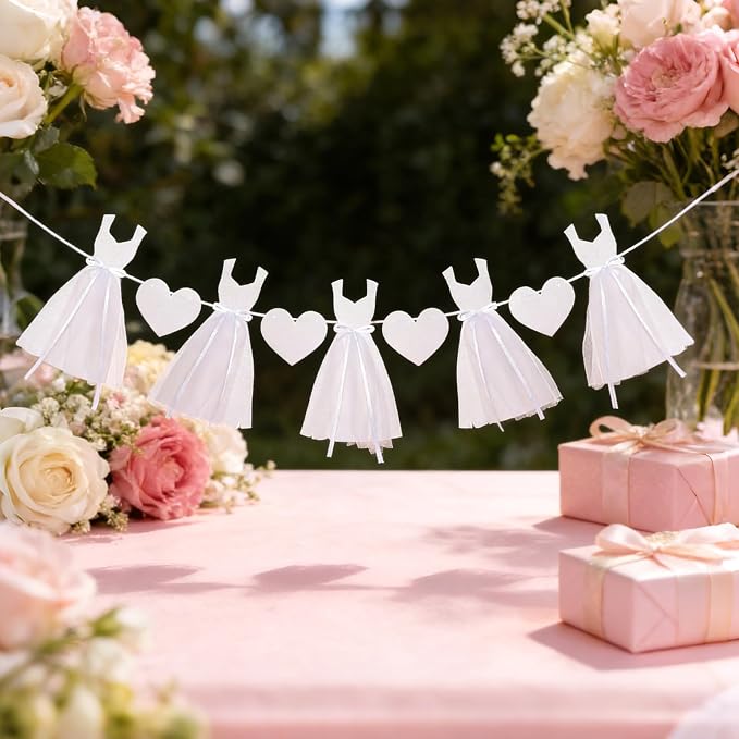 Charming Bridal Shower Decorations Glitter White Dress & Heart Bridal Shower - Image 5