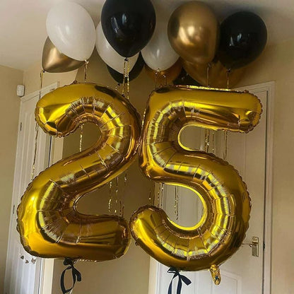 Gold 25 Number Balloons, 40 Inch Giant Number 25 Balloons Foil Mylar Helium - Image 3