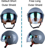 Open Face Motorcycle Helmet for Adults, DOT Approved,3/4 Retro Vespa Helmet, Dual Visors Men's and Women's Motorbike Casco for Moped Cruiser Bobber and Chopper