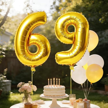 40 Inch Number 69 Balloons for 69th Birthday Party Decorations, 0-100 Gold - Image 3