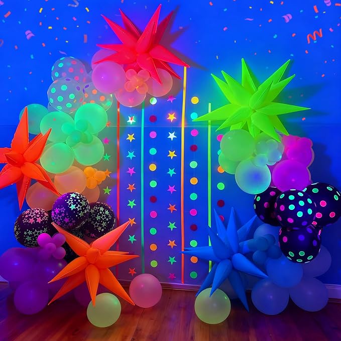 GYIPFIPA UV Neon Balloons, Glow in the Dark Party Supplies Neon Foil Explosion - Image 8