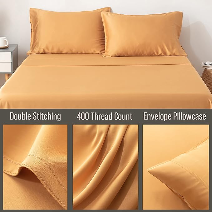 Bella Coterie | Luxury Bamboo Viscose Standard Size Pillowcase Set | 100% Organically Grown | Ultra Soft | Cooling | 2 Pcs [Marigold]