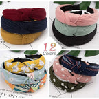 VELSCRUN Womens Headbands Boho Headbands for Women 12 Pack Knot Headband Women Knotted Head Band Elastic Turban HeadBands Boho Bandeau Wide Hair Bands Hair Accessories for Washing Face