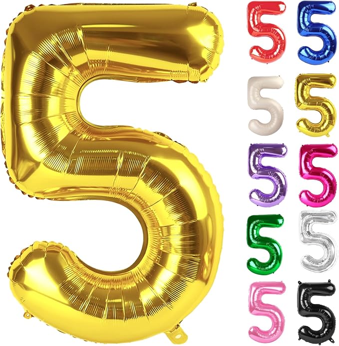 Gold Number 5 Balloon 40 Inch by IWERP