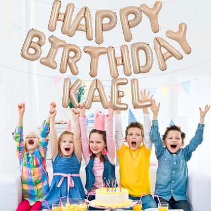 TONIFUL 65 Pcs 16 Inch Caramel Happy Birthday Balloons and 2 Sets A-Z Foil - Image 5
