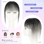 Hairro Clip On Bangs Human Hair Bangs Hair Clip In Bangs 3D 360°Cover Topper With Bangs Wispy Air Bangs Hair Pieces Fake Bangs For Women 8 Inches 10g #01 Dark Black