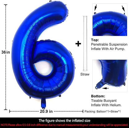 Lovoir 40 Inch Navy Blue Number 6 Balloon Large Size Jumbo Digit Mylar Foil - Image 2
