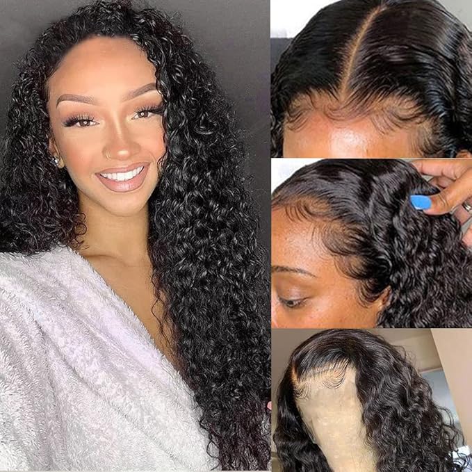 VIPbeauty 13x6 Deep Wave Lace Front Wigs Human Hair 200 Density Transparent HD Lace Frontal Wig for Black Women Pre Plucked With Baby Hair Virgin Hair Wigs 18 Inch