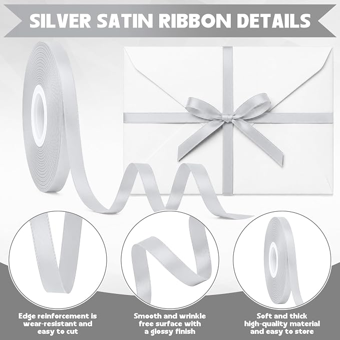 3/8In 30Yards Thin Silver Ribbon - Image 3