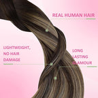 YoungSee Balayage Tape in Hair Extensions Brown Human Hair Tape in Extensions Dark Brown with Blonde Ombre Hair Extension Real Human Hair Tape-in for Girls 20 Inch 20pcs 50g