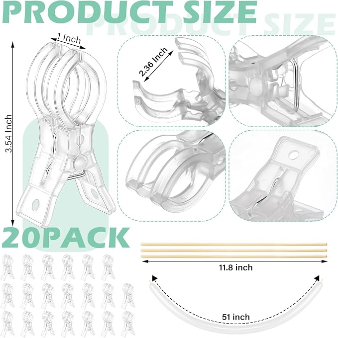 20 Pack Large Balloon Arch Clips Plastic Transparent Backdrop Spring Clamps 3.5 - Image 2