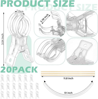 20 Pack Large Balloon Arch Clips Plastic Transparent Backdrop Spring Clamps 3.5 - Image 2