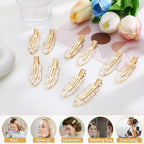 KesaPlan 12PCS No Bend Hair Clips, Gold Glitter No Crease Hair Clips for Styling, Creaseless Flat Duckbill Hair Barrette for Makeup, Hairstyle Accessories for Women Girls Bridesmaid Gifts