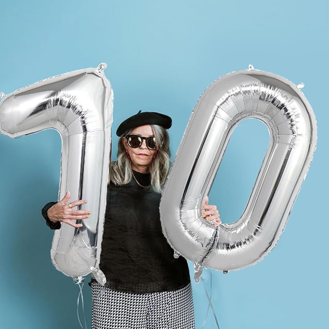 Number Balloons Silver Party Balloon - Image 5