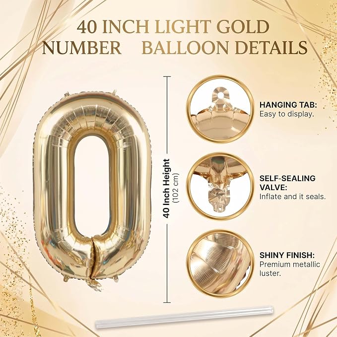 White Gold Number 20 Balloon 40 Inch, Champagne Foil Two Decades Decoration | - Image 4