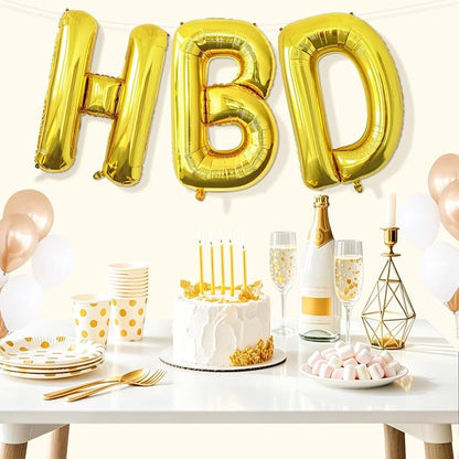 Gold HBD Balloons, HBD Foil Letter Balloon - Image 7