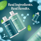 Volumizing Biotin Shampoo and Conditioner Set - Sulfate Free Shampoo and Conditioner for Dry Damaged Hair Care - Thinning Hair Shampoo and Conditioner with Nourishing Biotin and Argan Oil (Mint)