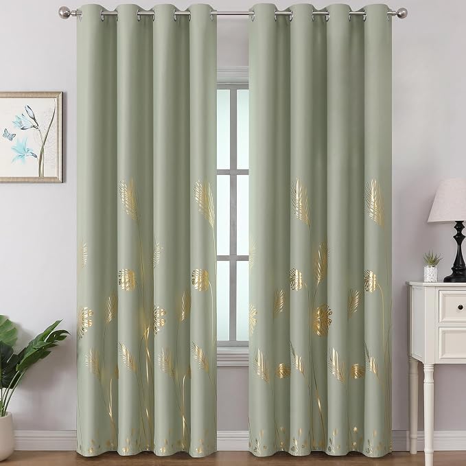 Sage Green Blackout Curtains for Bedroom 84 Inches Long, Thermal Insulated by ESTELARTEXTILER