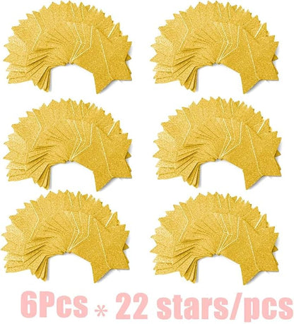 6 Pcs Gold Glitter Star Paper Garland Twinkle Bunting Banner Hanging Decorations - Image 7