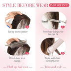 Hairro Human Hair Toppers For Women Wispy Thin Short Wiglet Hairpieces Natural No Bang Middle Part Side Bangs Hair Clip 11 Inches 14.5g #02 Dark Brown