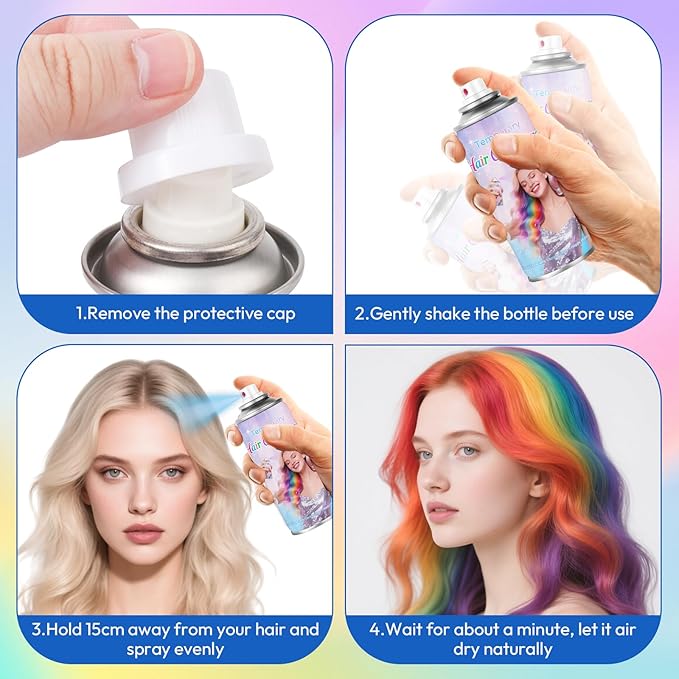 Green Temporary Hair Color Spray - Washable & Non-Sticky Hair Dye for Halloween, Cosplay, Parties-Safe for Kids, Women & Men - Quick-Drying & Easy to Wash Out(120ml)