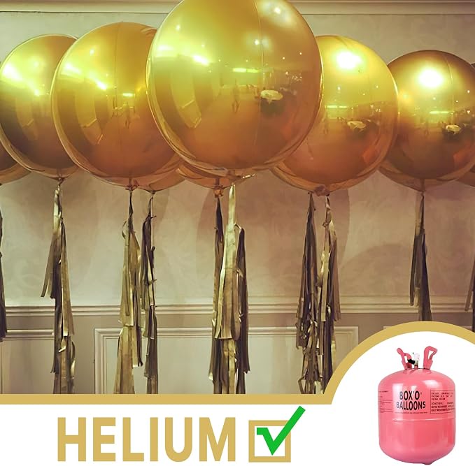 PartyWoo Metallic Gold Large Round Giant 4D Foil Balloons 6pcs 22 Inch | 22 Inch - Image 3